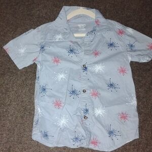 Carter's Light Blue Firework Print Button Down Shirt